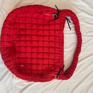 Free people Red Quilted puffer carry all Shoulder Bag